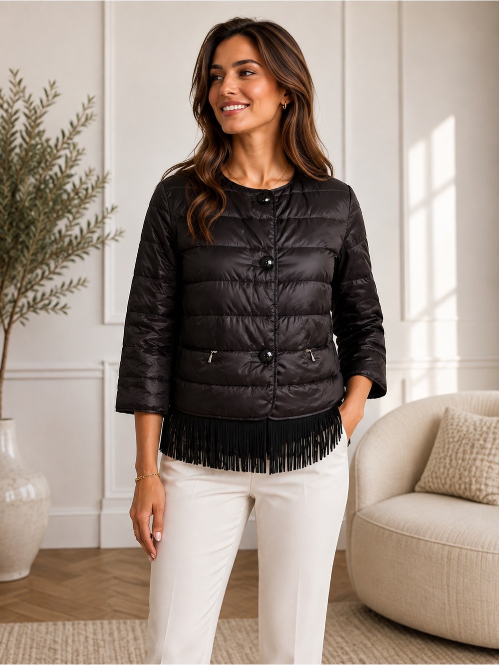 Women DIEGO M MILANO BLACK DOWN JACKET(authentic)